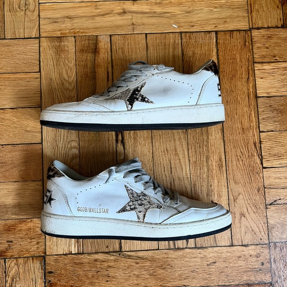 Golden Goose Ballstar Sneakers with Snake Print Leather Star Leopard Print Pony - Picture 3 of 6